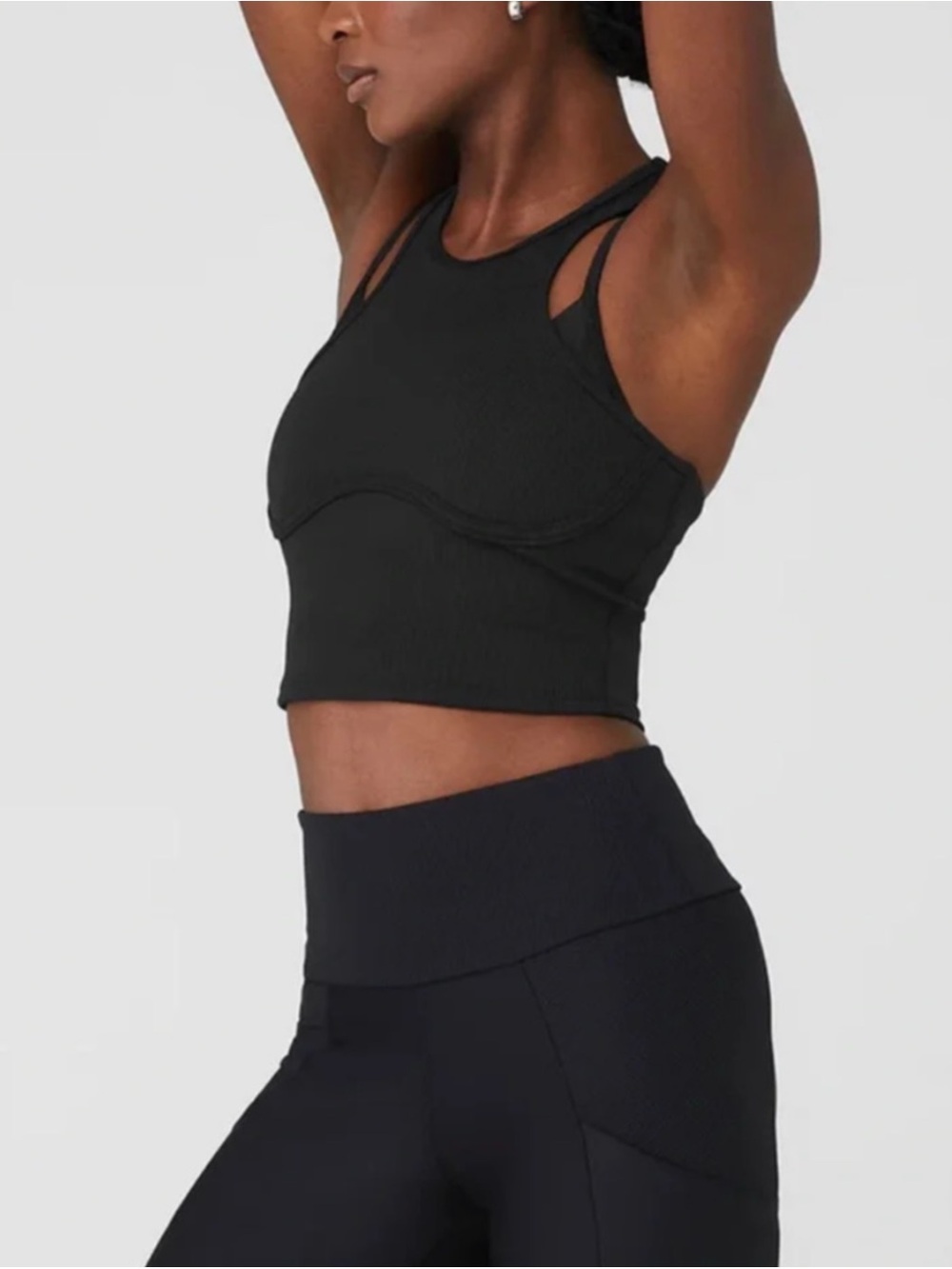ALO YOGA | Ribbed Airlift Enchanted Bra Tank Top in Black, Size Small - Picture 4 of 8